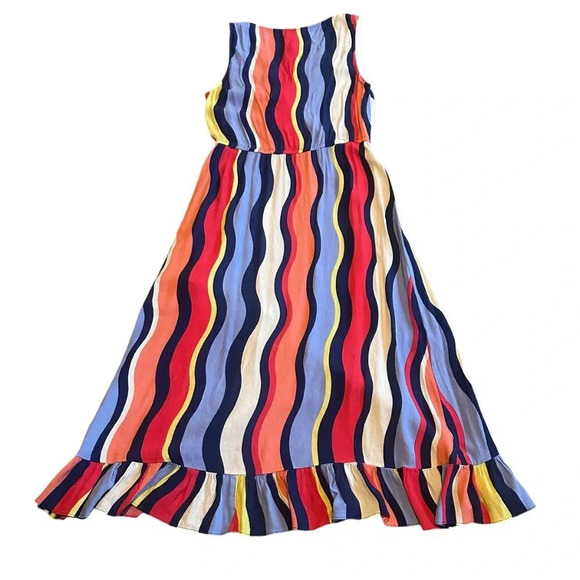 Plenty by Tracy Reese Rainbow Stripe Dress Surplice V-Neck Ruffle Size Small - Picture 6 of 11